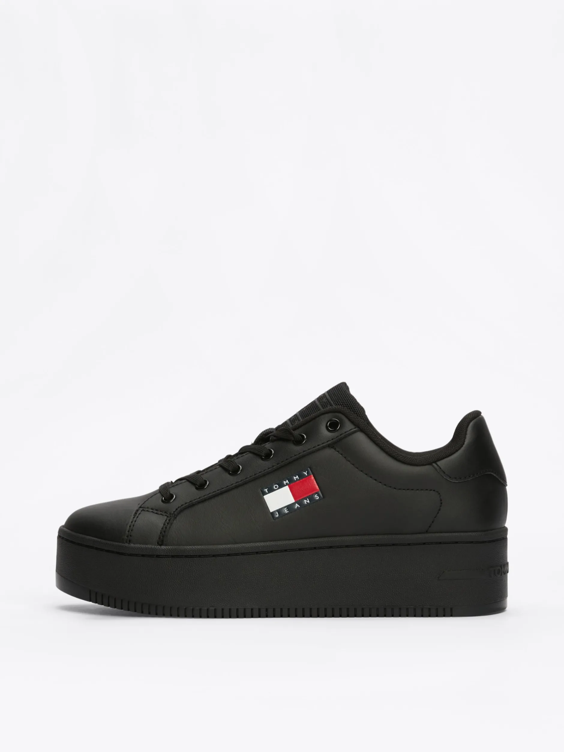 Sneakersy*Tommy Hilfiger Skórzane Buty Sportowe Na Platformie BLACK