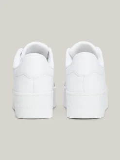 Sneakersy*Tommy Hilfiger Skórzane Buty Sportowe Na Platformie WHITE