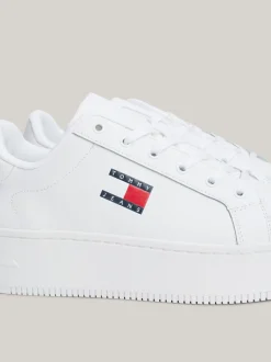 Sneakersy*Tommy Hilfiger Skórzane Buty Sportowe Na Platformie WHITE