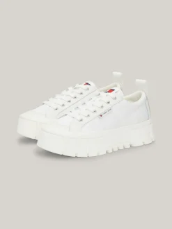 Sneakersy*Tommy Hilfiger Skórzane Buty Sportowe Na Platformie ECRU