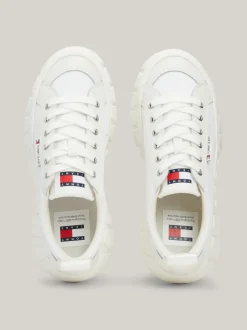 Sneakersy*Tommy Hilfiger Skórzane Buty Sportowe Na Platformie ECRU