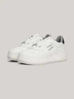 Sneakersy*Tommy Hilfiger Skórzane Buty Sportowe Na Platformie ECRU / METALLIC WARMSTONE