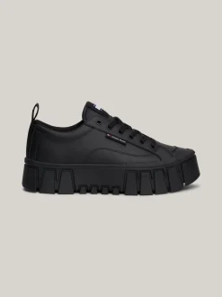 Sneakersy*Tommy Hilfiger Skórzane Buty Sportowe Na Platformie BLACK