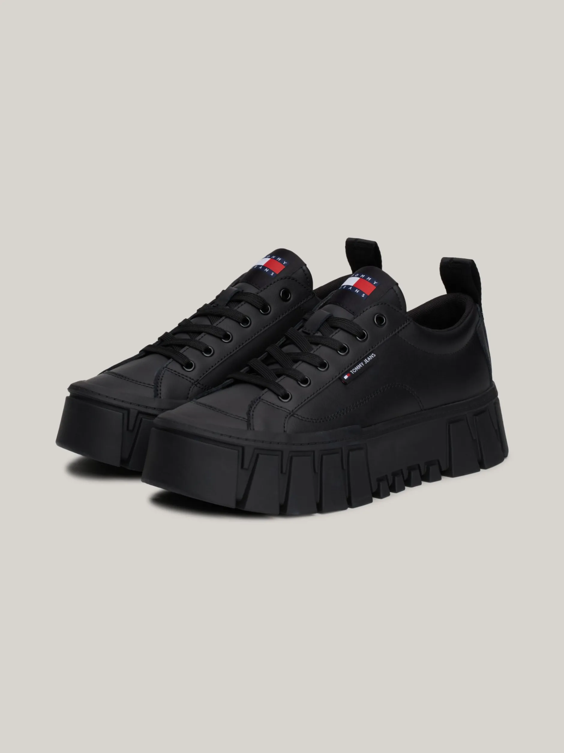 Sneakersy*Tommy Hilfiger Skórzane Buty Sportowe Na Platformie BLACK