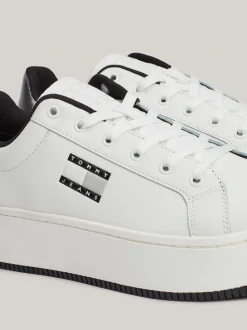 Sneakersy*Tommy Hilfiger Skórzane Buty Sportowe Na Płaskiej Podeszwie BLACK