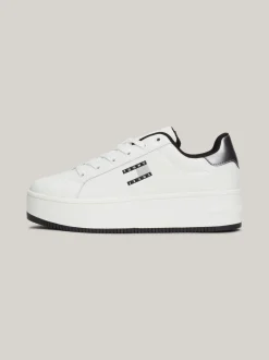 Sneakersy*Tommy Hilfiger Skórzane Buty Sportowe Na Płaskiej Podeszwie BLACK