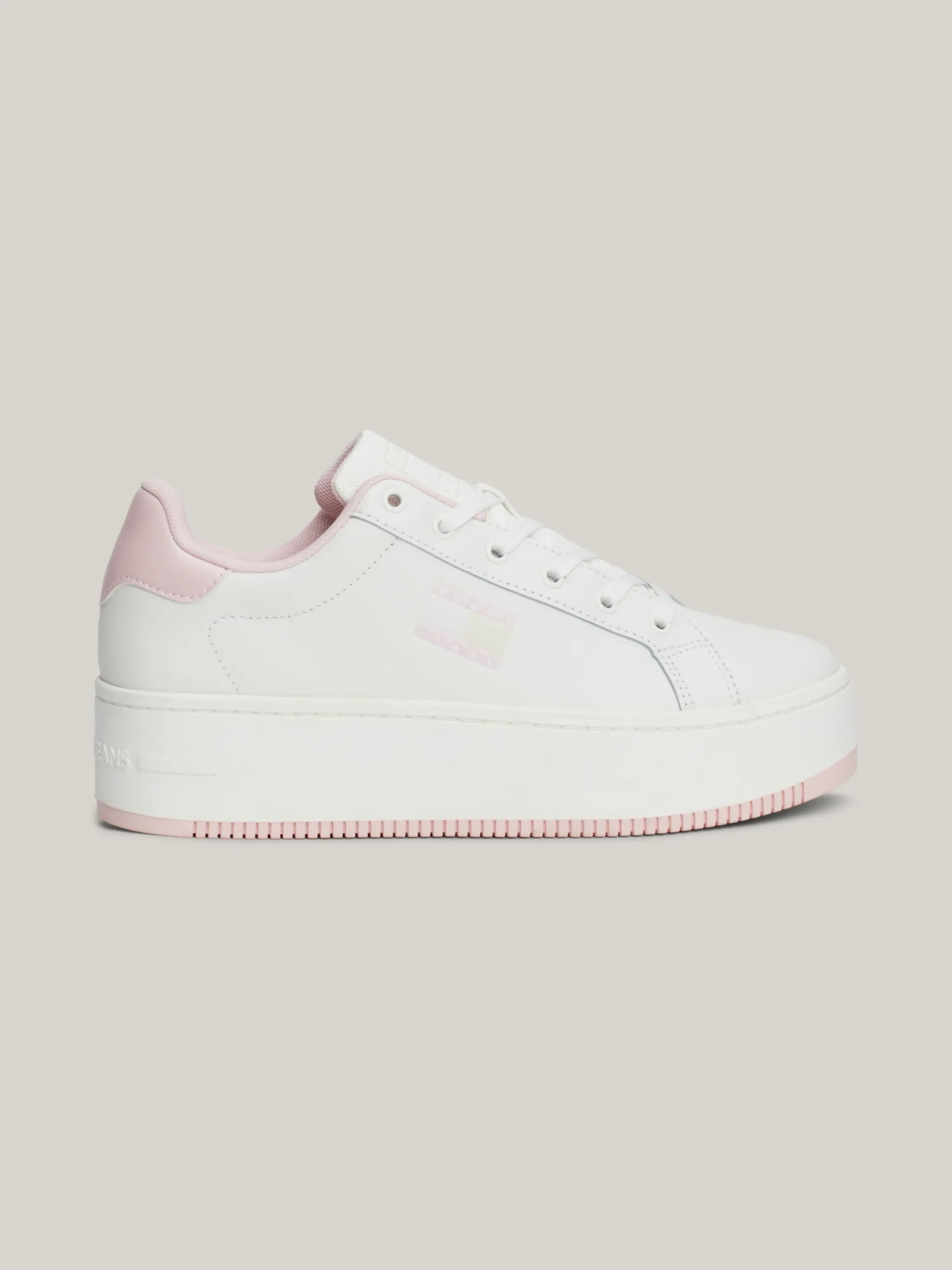 Sneakersy*Tommy Hilfiger Skórzane Buty Sportowe Na Płaskiej Podeszwie MISTY PINK