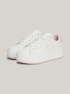 Sneakersy*Tommy Hilfiger Skórzane Buty Sportowe Na Płaskiej Podeszwie MISTY PINK