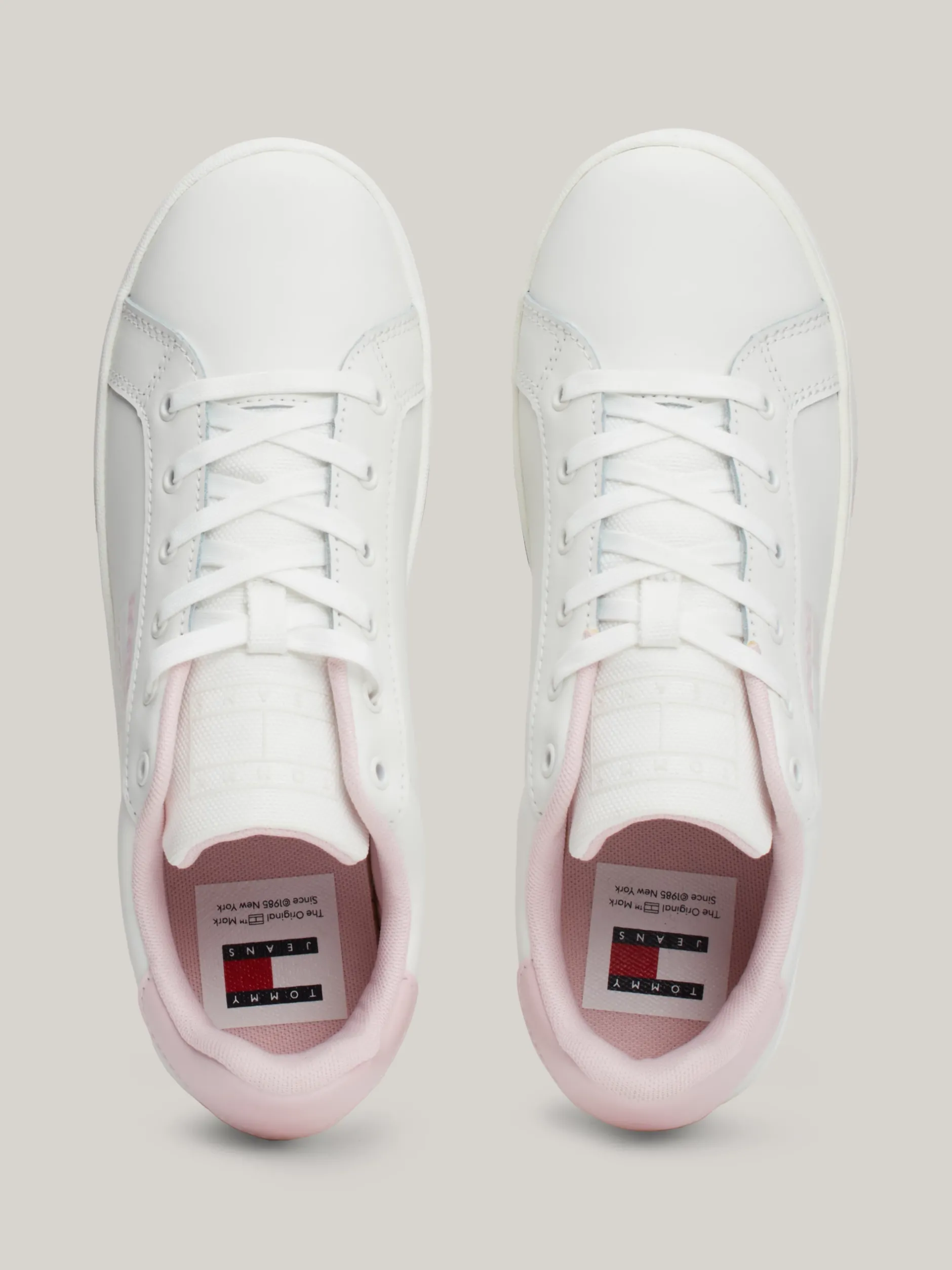 Sneakersy*Tommy Hilfiger Skórzane Buty Sportowe Na Płaskiej Podeszwie MISTY PINK