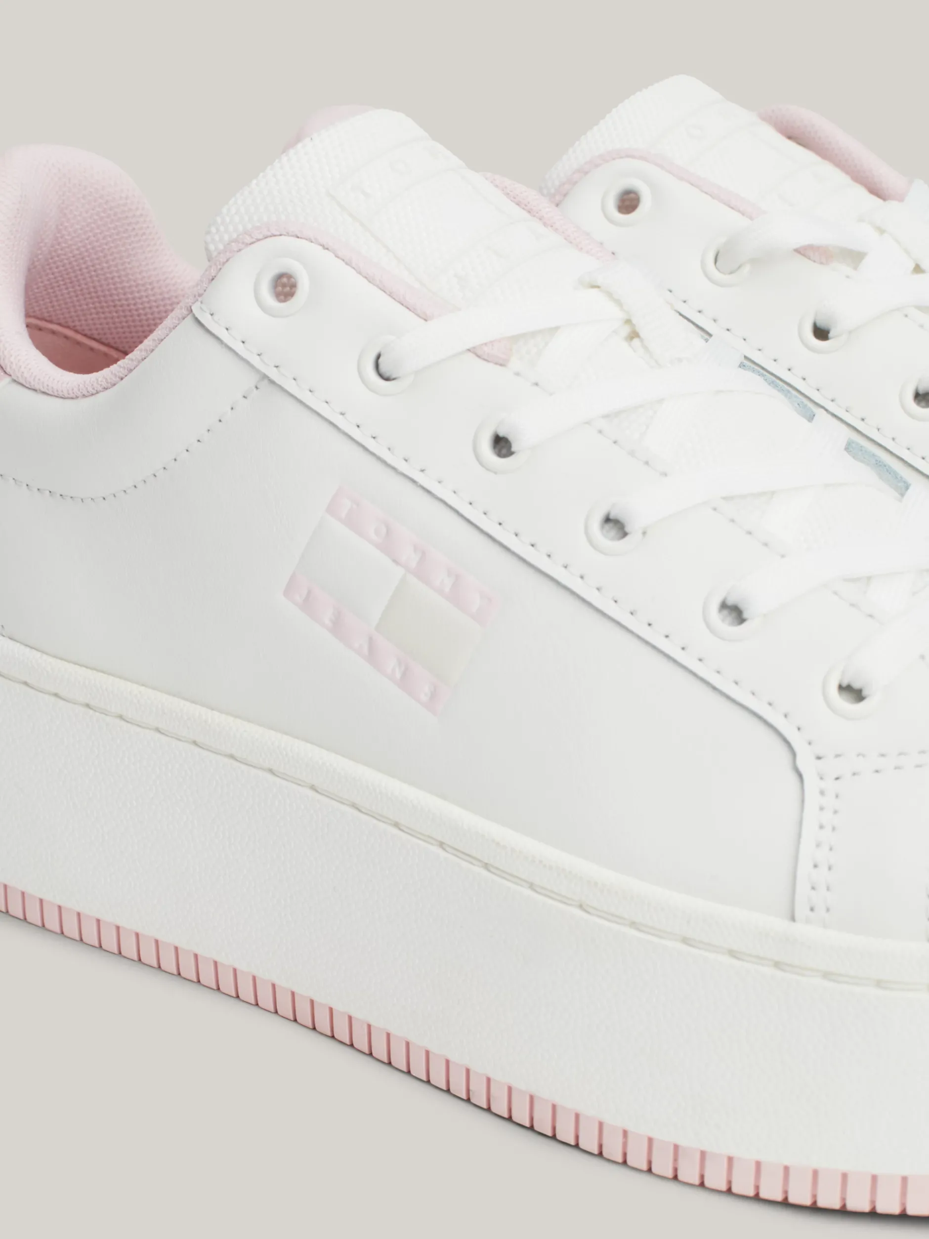 Sneakersy*Tommy Hilfiger Skórzane Buty Sportowe Na Płaskiej Podeszwie MISTY PINK