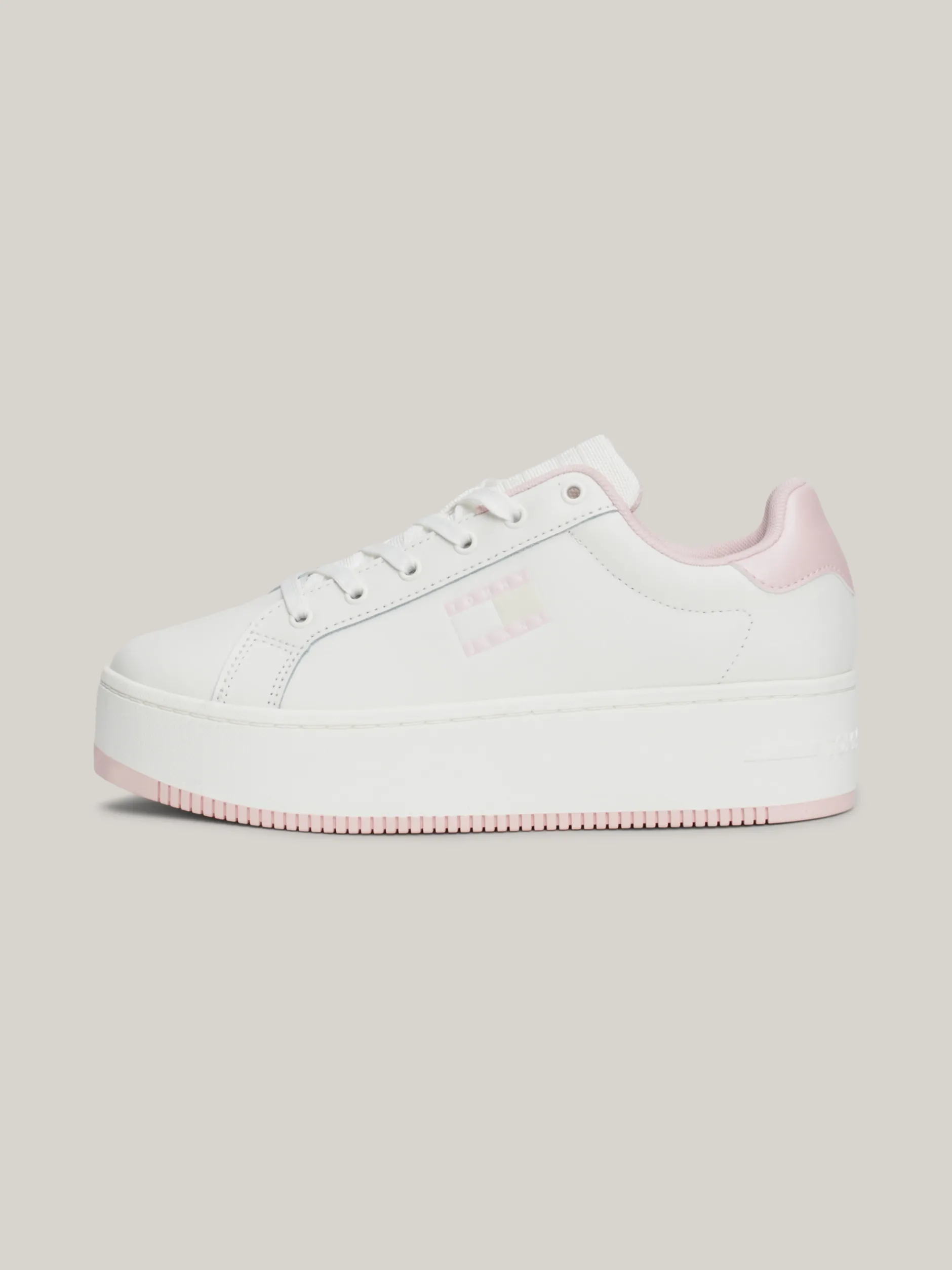 Sneakersy*Tommy Hilfiger Skórzane Buty Sportowe Na Płaskiej Podeszwie MISTY PINK