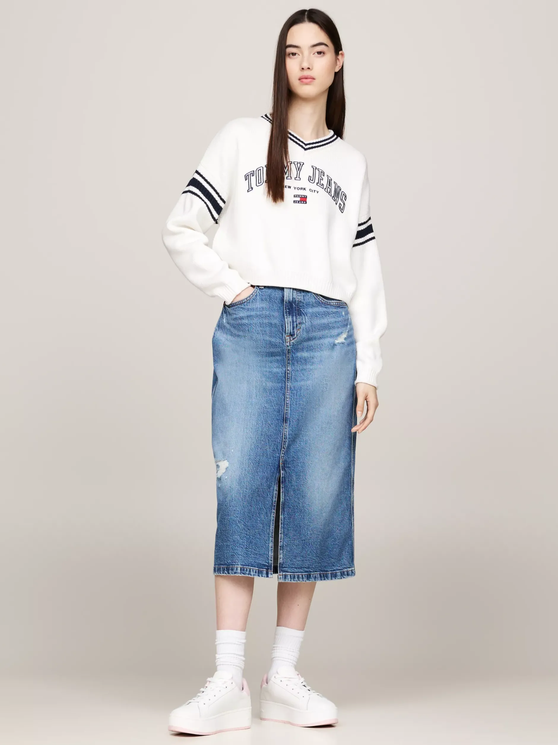 Sneakersy*Tommy Hilfiger Skórzane Buty Sportowe Na Płaskiej Podeszwie MISTY PINK