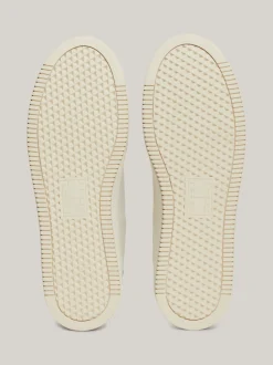 Sneakersy*Tommy Hilfiger Skórzane Buty Sportowe Na Płaskiej Podeszwie IVORY / GRAY GOLD