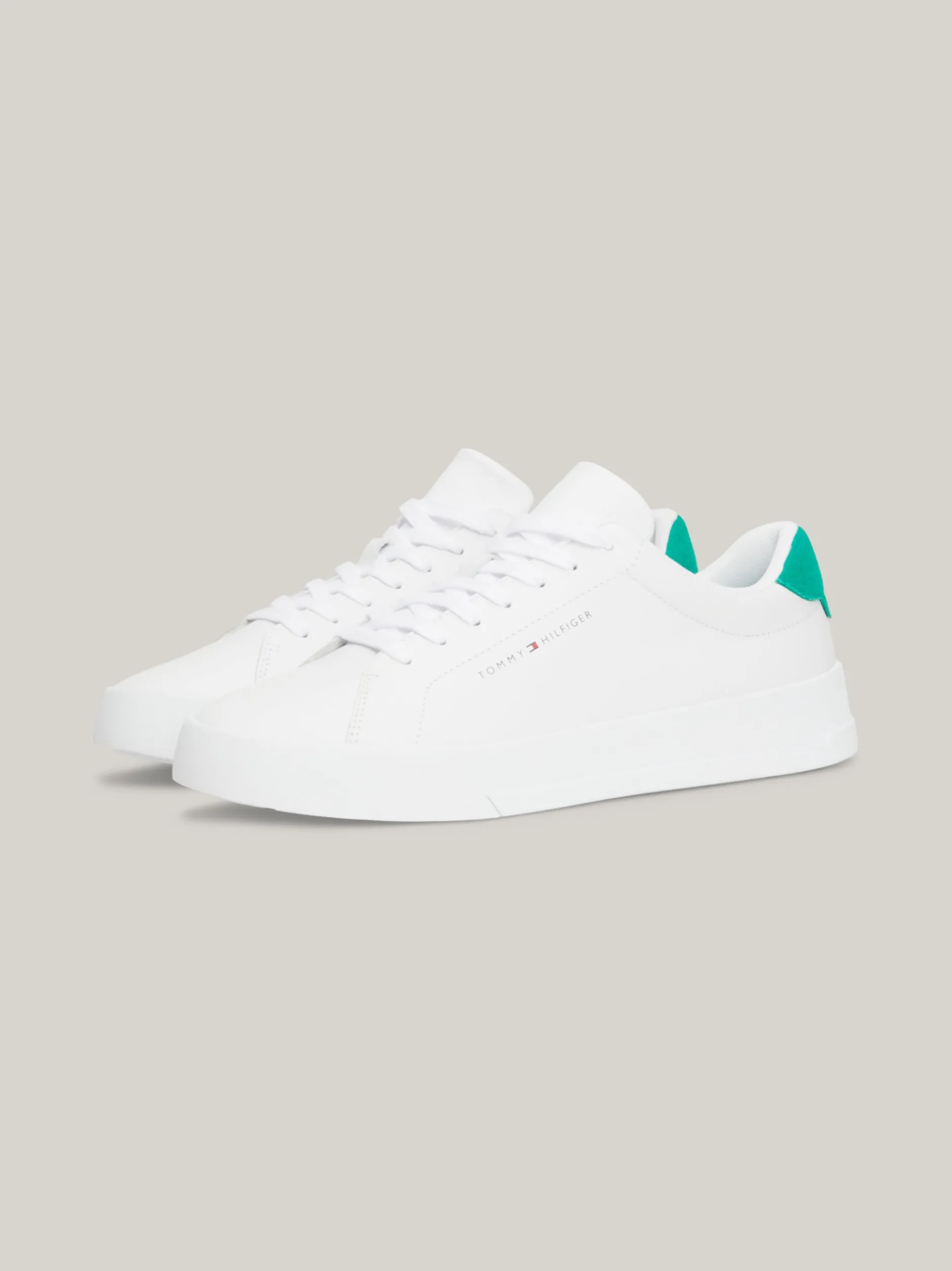 White Trainers|Sneakersy*Tommy Hilfiger Skórzane Buty Sportowe Na Grubej Podeszwie WHITE/OLYMPIC GREEN