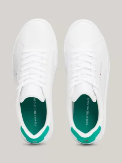 White Trainers|Sneakersy*Tommy Hilfiger Skórzane Buty Sportowe Na Grubej Podeszwie WHITE/OLYMPIC GREEN