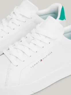 White Trainers|Sneakersy*Tommy Hilfiger Skórzane Buty Sportowe Na Grubej Podeszwie WHITE/OLYMPIC GREEN