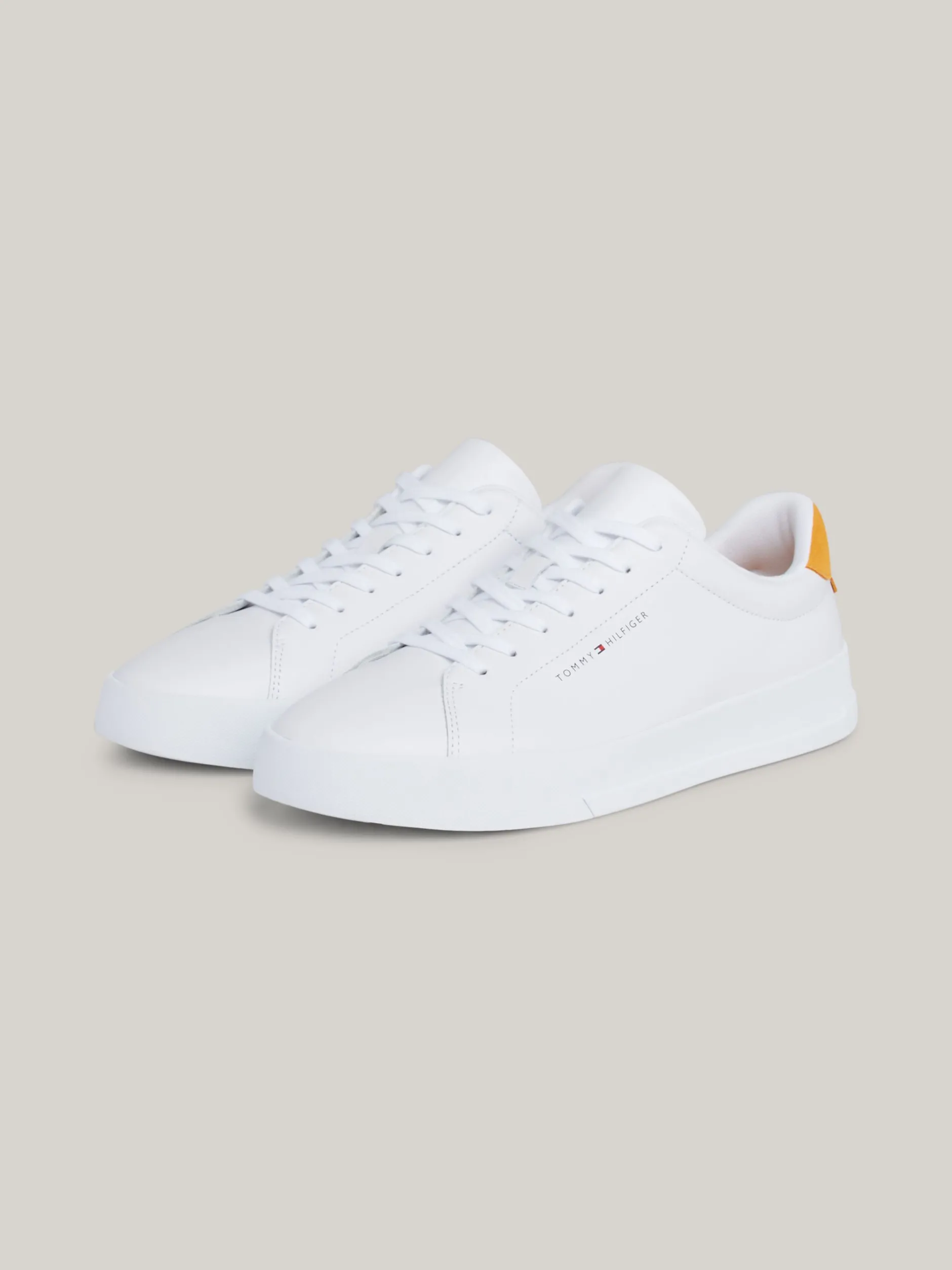 White Trainers|Sneakersy*Tommy Hilfiger Skórzane Buty Sportowe Na Grubej Podeszwie WHITE/RICH OCHRE