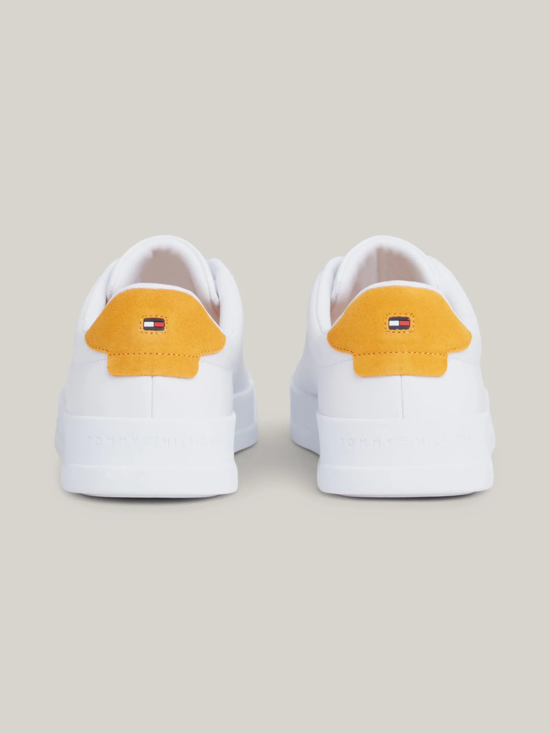 White Trainers|Sneakersy*Tommy Hilfiger Skórzane Buty Sportowe Na Grubej Podeszwie WHITE/RICH OCHRE