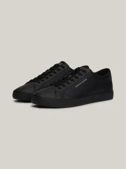 Sneakersy*Tommy Hilfiger Skórzane Buty Sportowe Na Płaskiej Platformie BLACK