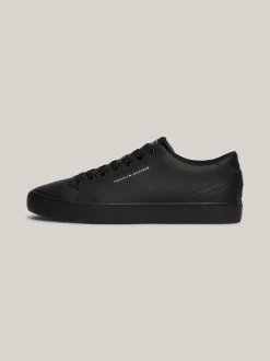 Sneakersy*Tommy Hilfiger Skórzane Buty Sportowe Na Płaskiej Platformie BLACK