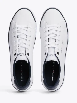 White Trainers|Sneakersy*Tommy Hilfiger Skórzane Buty Sportowe Na Płaskiej Platformie WHITE