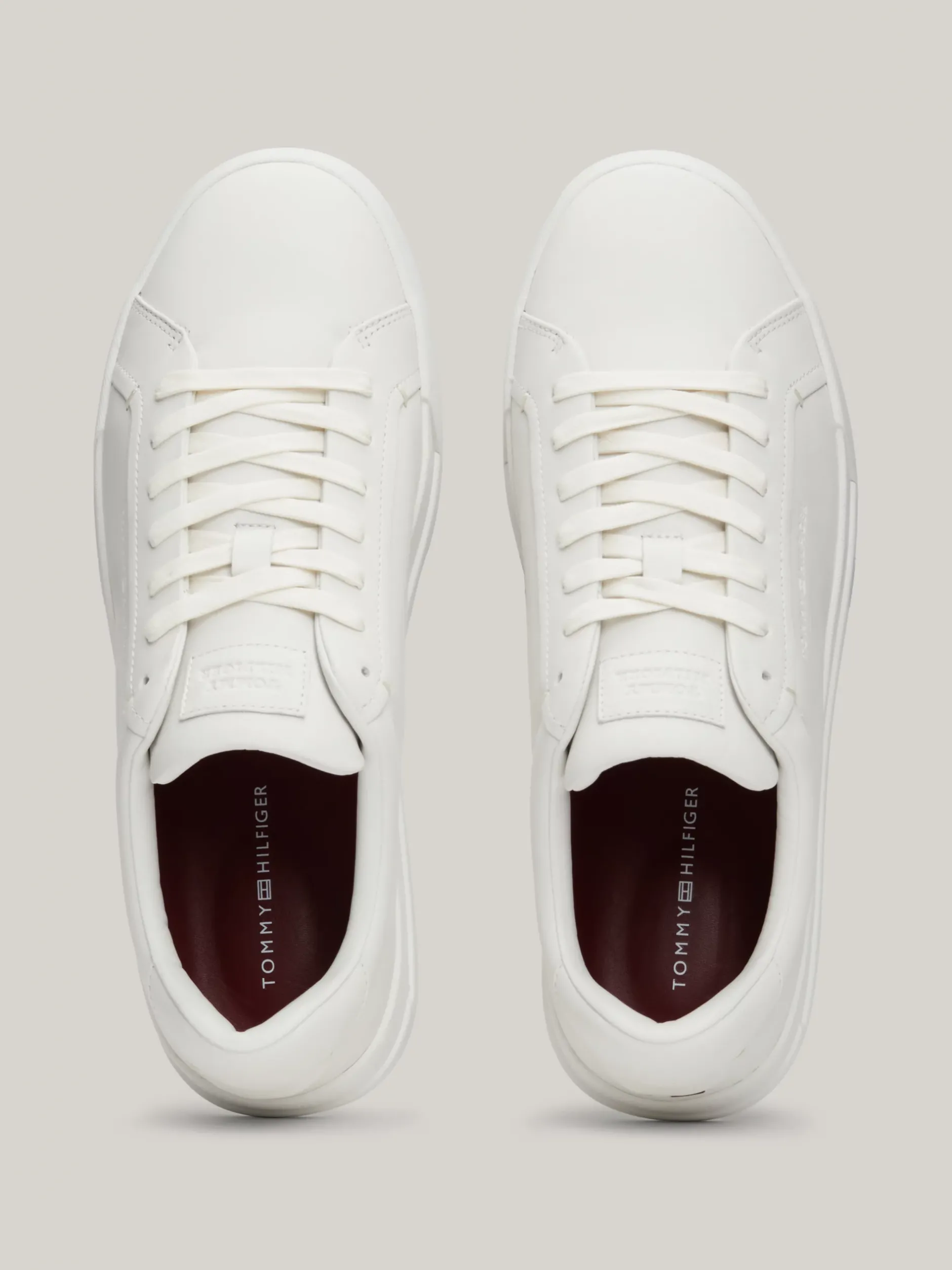 White Trainers|Sneakersy*Tommy Hilfiger Skórzane Buty Sportowe Na Grubej Podeszwie ECRU