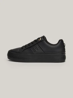 Sneakersy*Tommy Hilfiger Skórzane Buty Sportowe Na Płaskiej Platformie BLACK