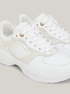 Sneakersy*Tommy Hilfiger Skórzane Buty Sportowe Na Grubej Podeszwie WHITE