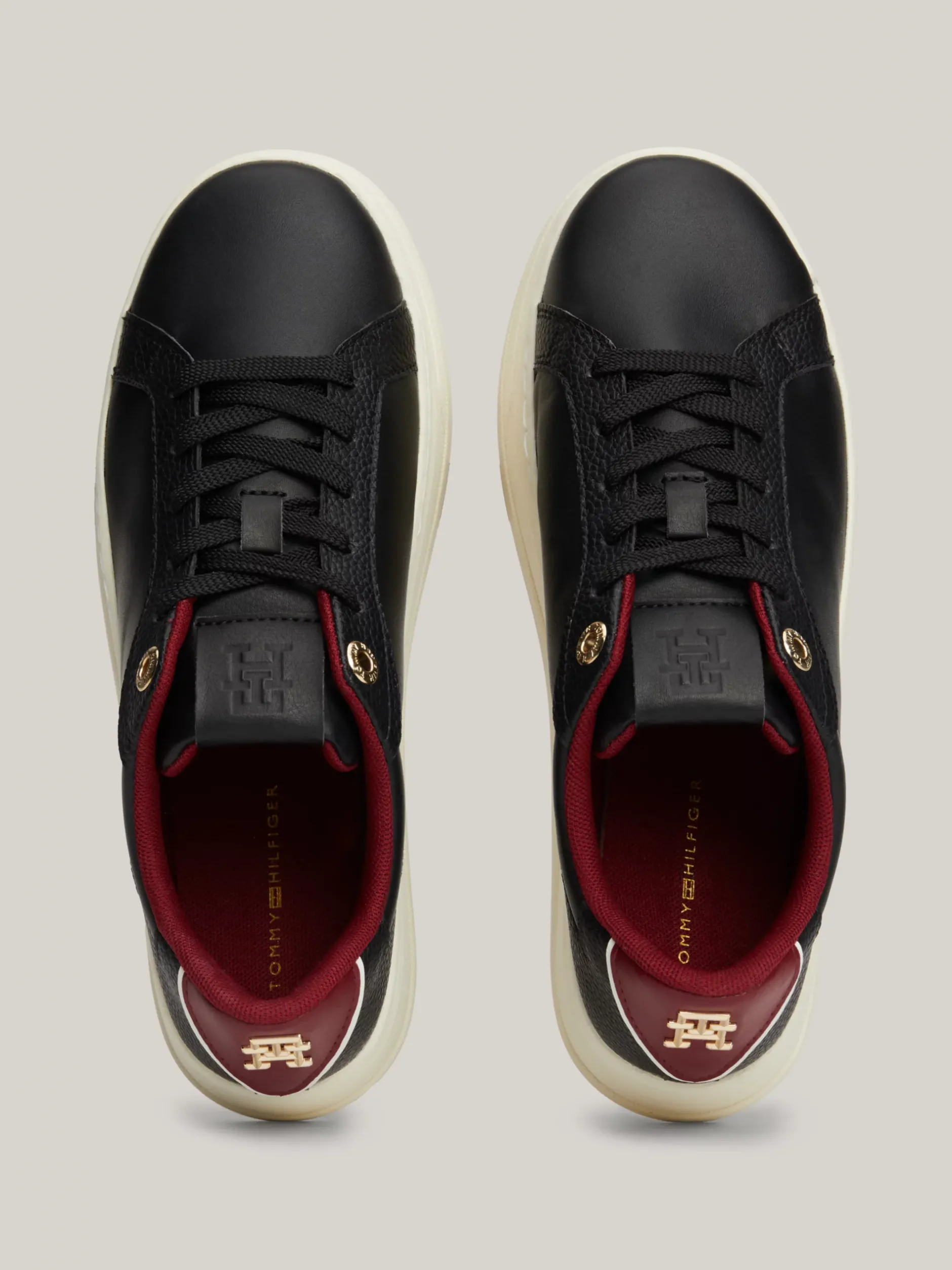 Sneakersy*Tommy Hilfiger Skórzane Buty Sportowe Na Platformie BLACK