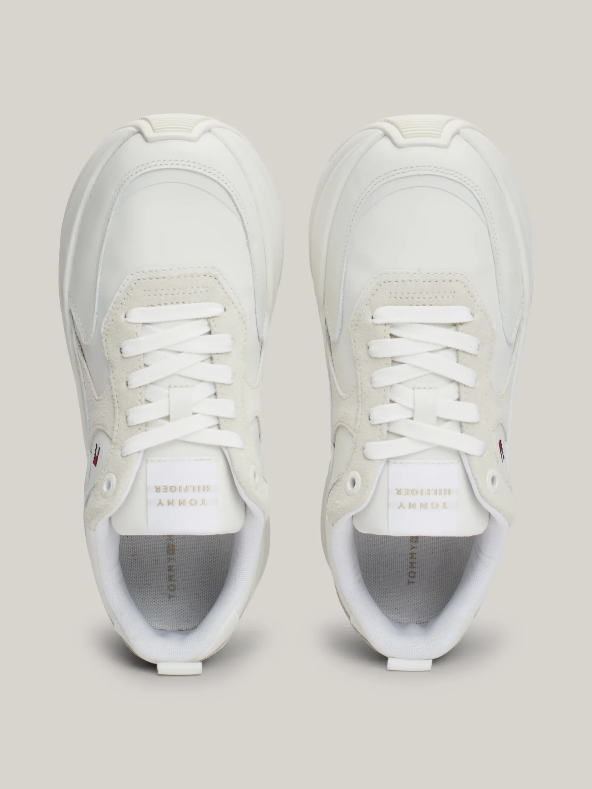 Sneakersy*Tommy Hilfiger Skórzane Buty Sportowe Na Grubej Podeszwie WHITE
