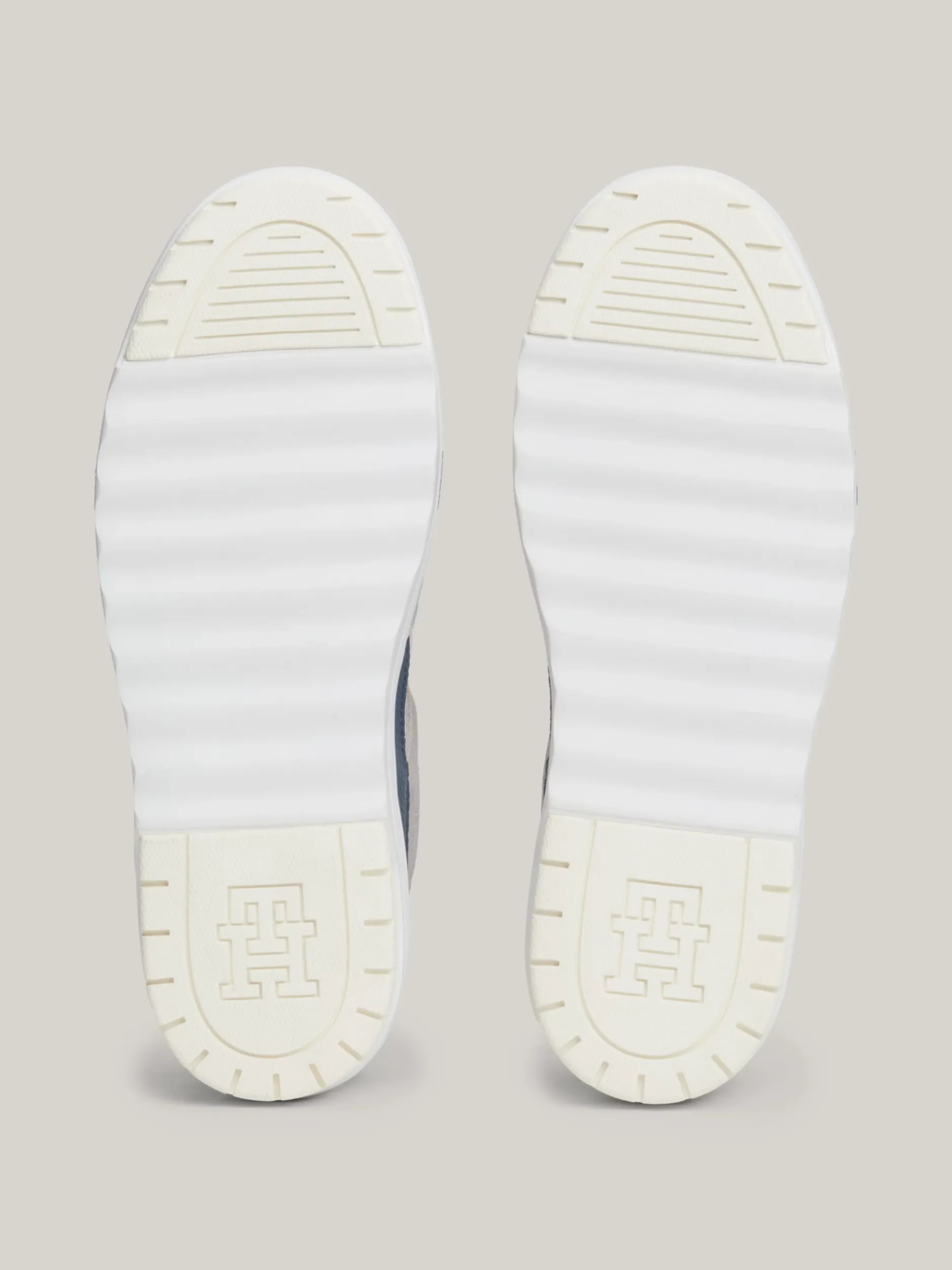 Sneakersy*Tommy Hilfiger Skórzane Buty Sportowe O Mieszanej Fakturze ECRU/ANCIENT WHITE