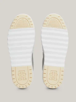 Sneakersy*Tommy Hilfiger Skórzane Buty Sportowe O Mieszanej Fakturze ANTIQUE SILVER
