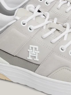 Sneakersy*Tommy Hilfiger Skórzane Buty Sportowe O Mieszanej Fakturze ANTIQUE SILVER