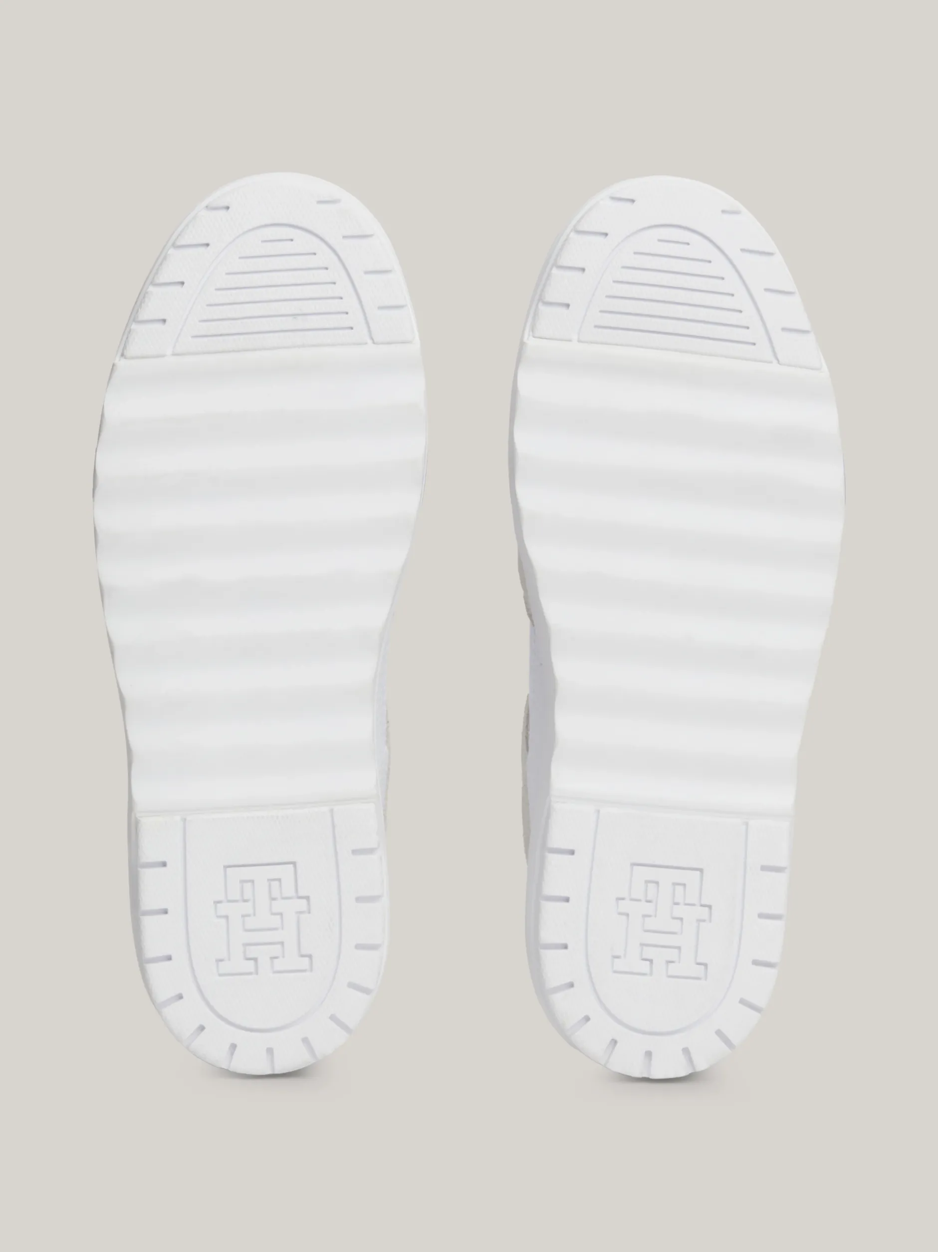 Sneakersy*Tommy Hilfiger Skórzane Buty Sportowe O Mieszanej Fakturze WHITE