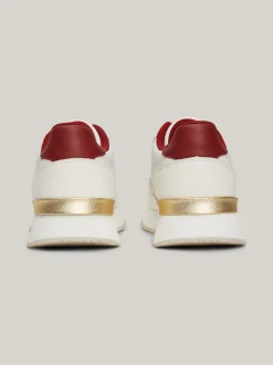 Sneakersy*Tommy Hilfiger Skórzane Buty Sportowe TH Monogram ANCIENT WHITE/MAGMA RED