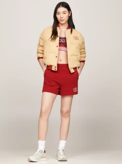 Sneakersy*Tommy Hilfiger Skórzane Buty Sportowe TH Monogram ANCIENT WHITE/MAGMA RED