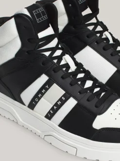Sneakersy*Tommy Hilfiger Skórzane Buty Sportowe The Brooklyn Do Kostki BLACK