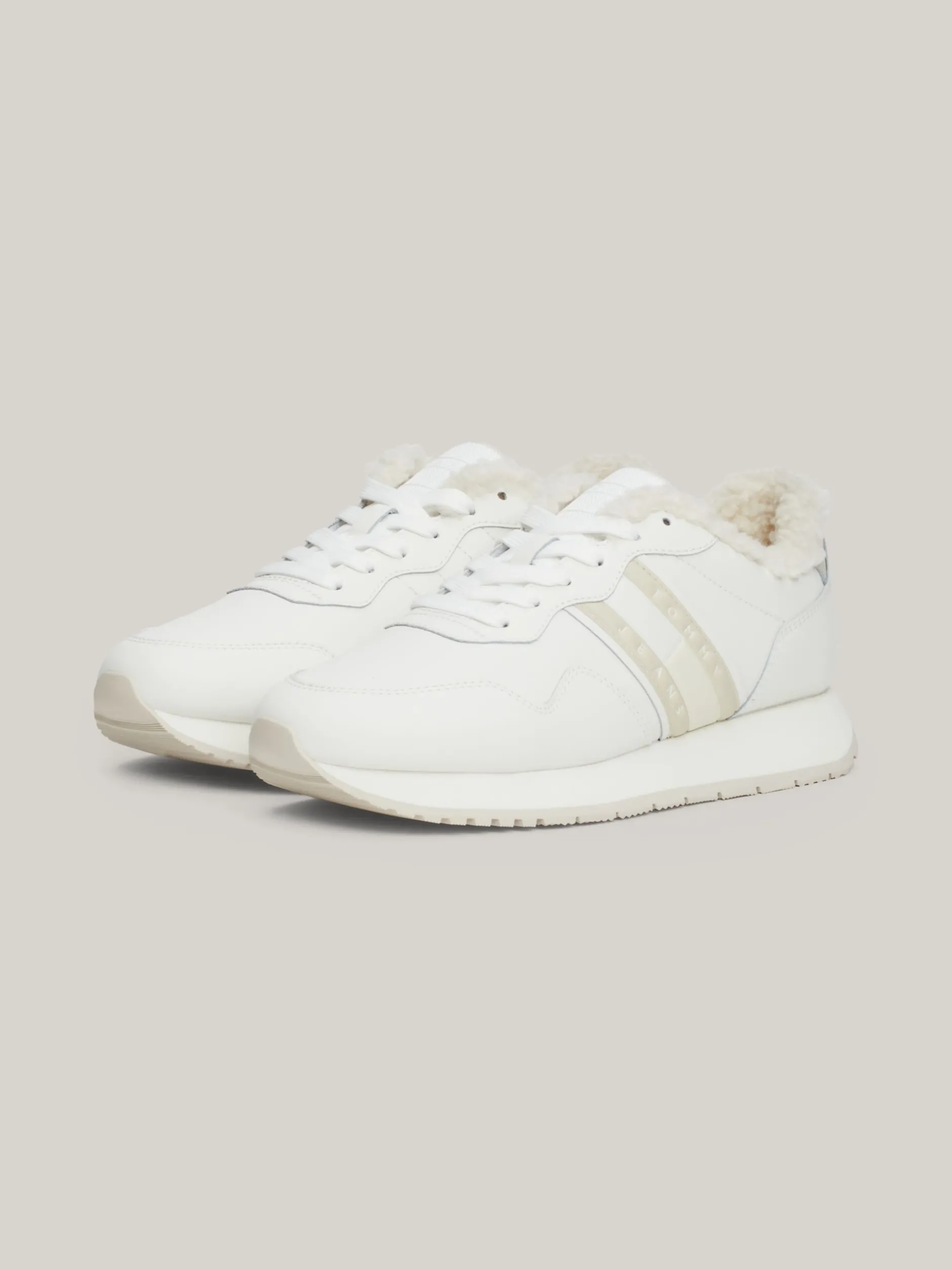 Sneakersy*Tommy Hilfiger Skórzane Buty Sportowe Z Ciepłą Wyściółką ECRU