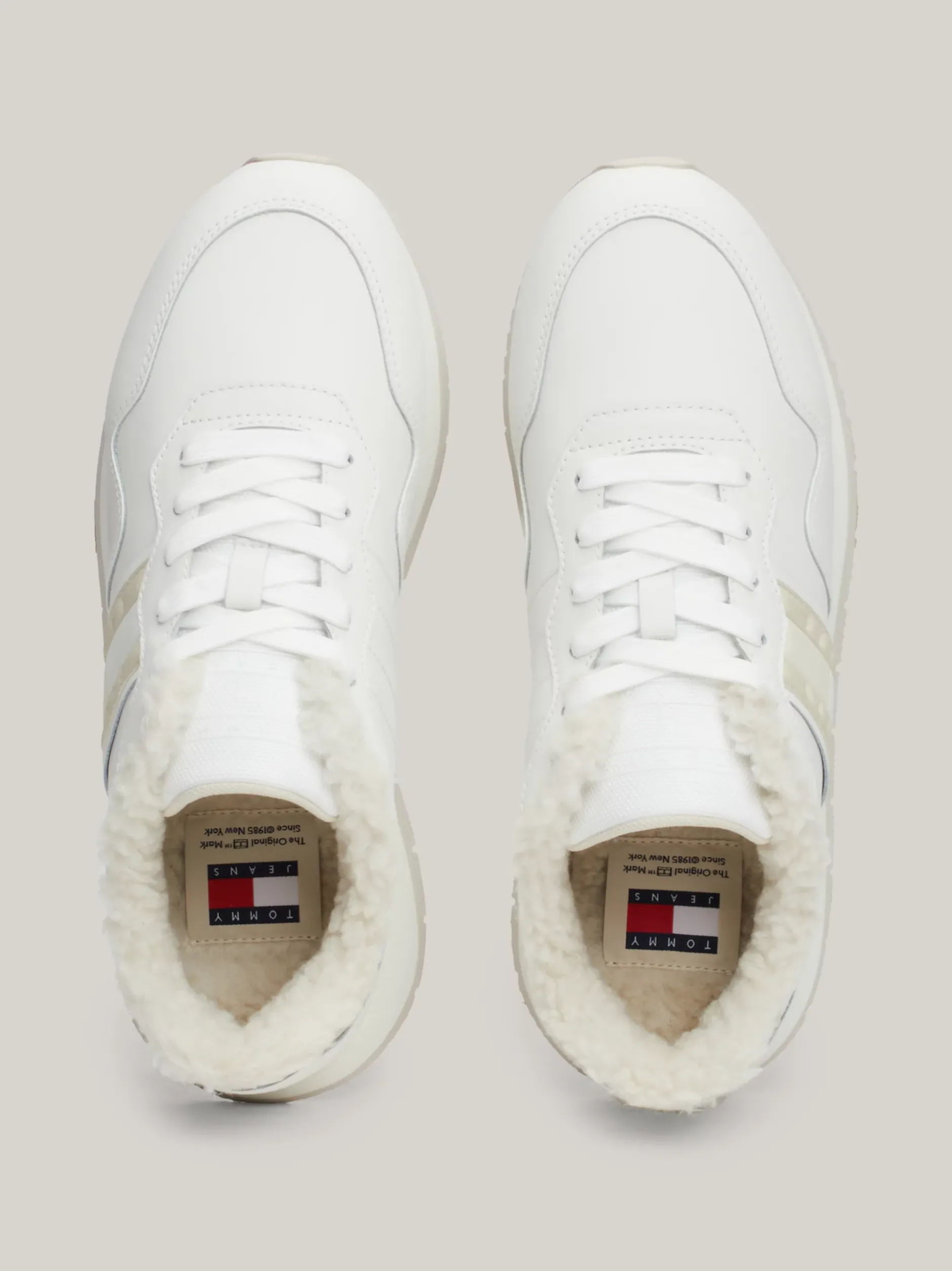 Sneakersy*Tommy Hilfiger Skórzane Buty Sportowe Z Ciepłą Wyściółką ECRU
