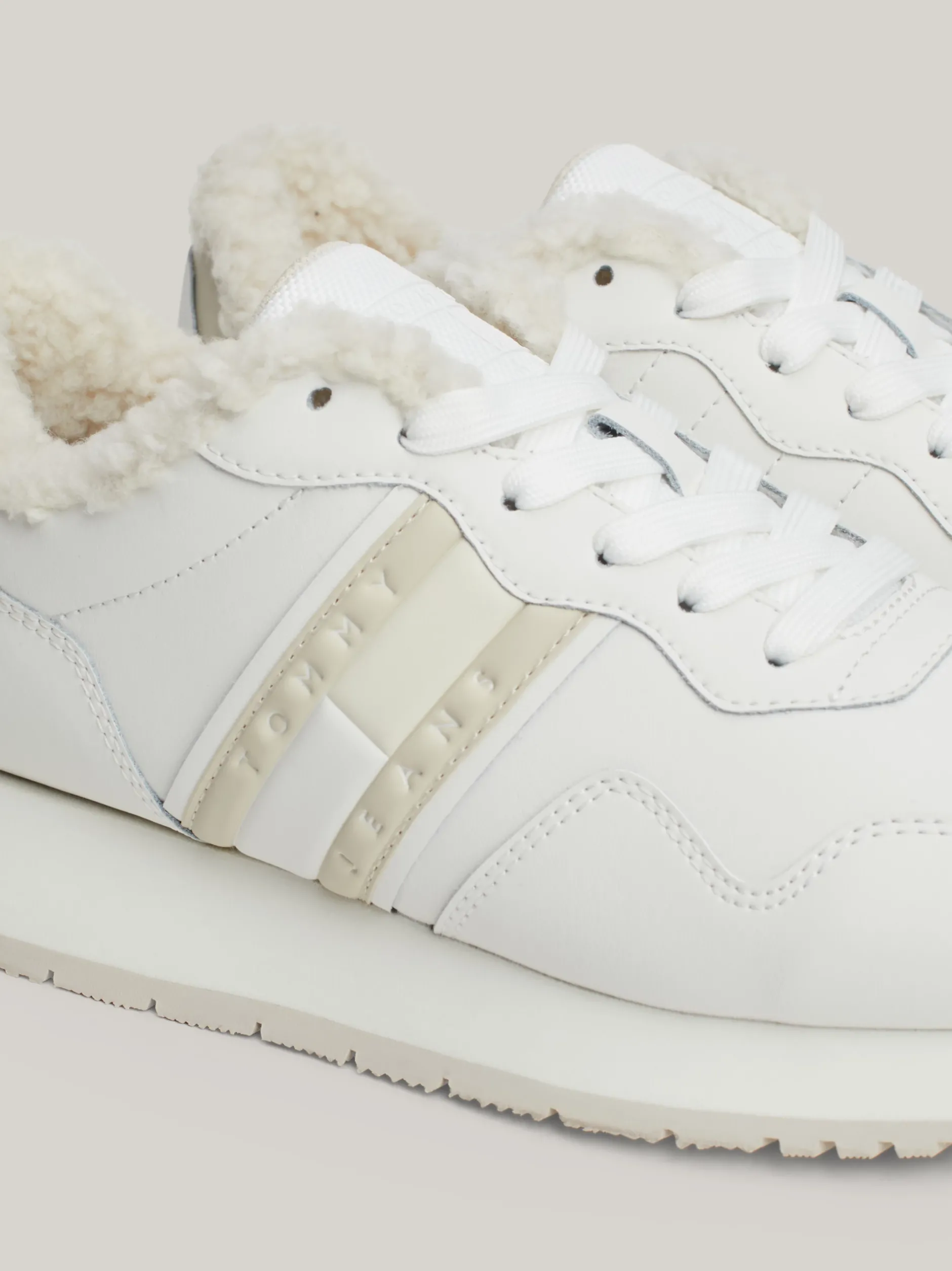 Sneakersy*Tommy Hilfiger Skórzane Buty Sportowe Z Ciepłą Wyściółką ECRU