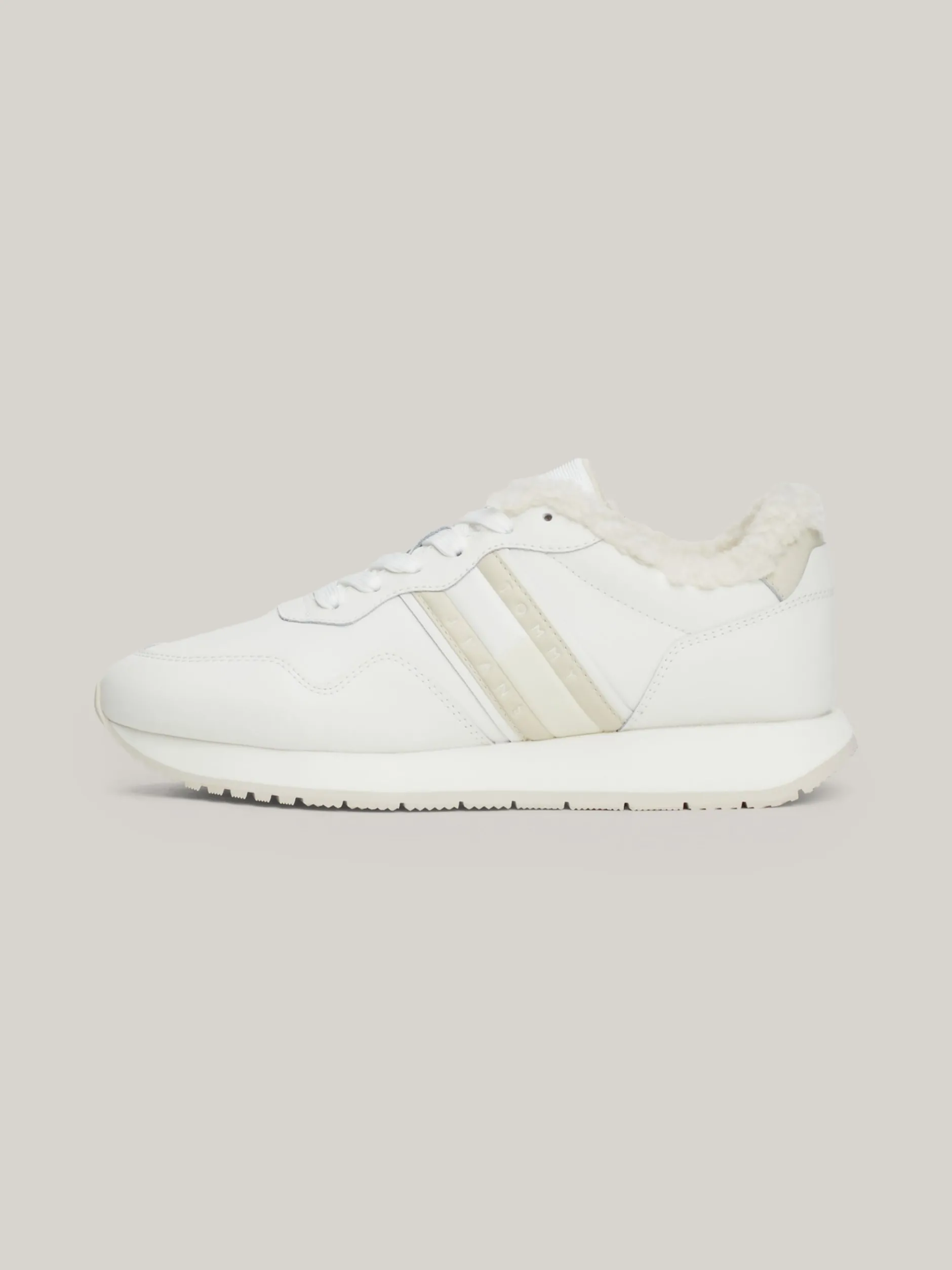 Sneakersy*Tommy Hilfiger Skórzane Buty Sportowe Z Ciepłą Wyściółką ECRU
