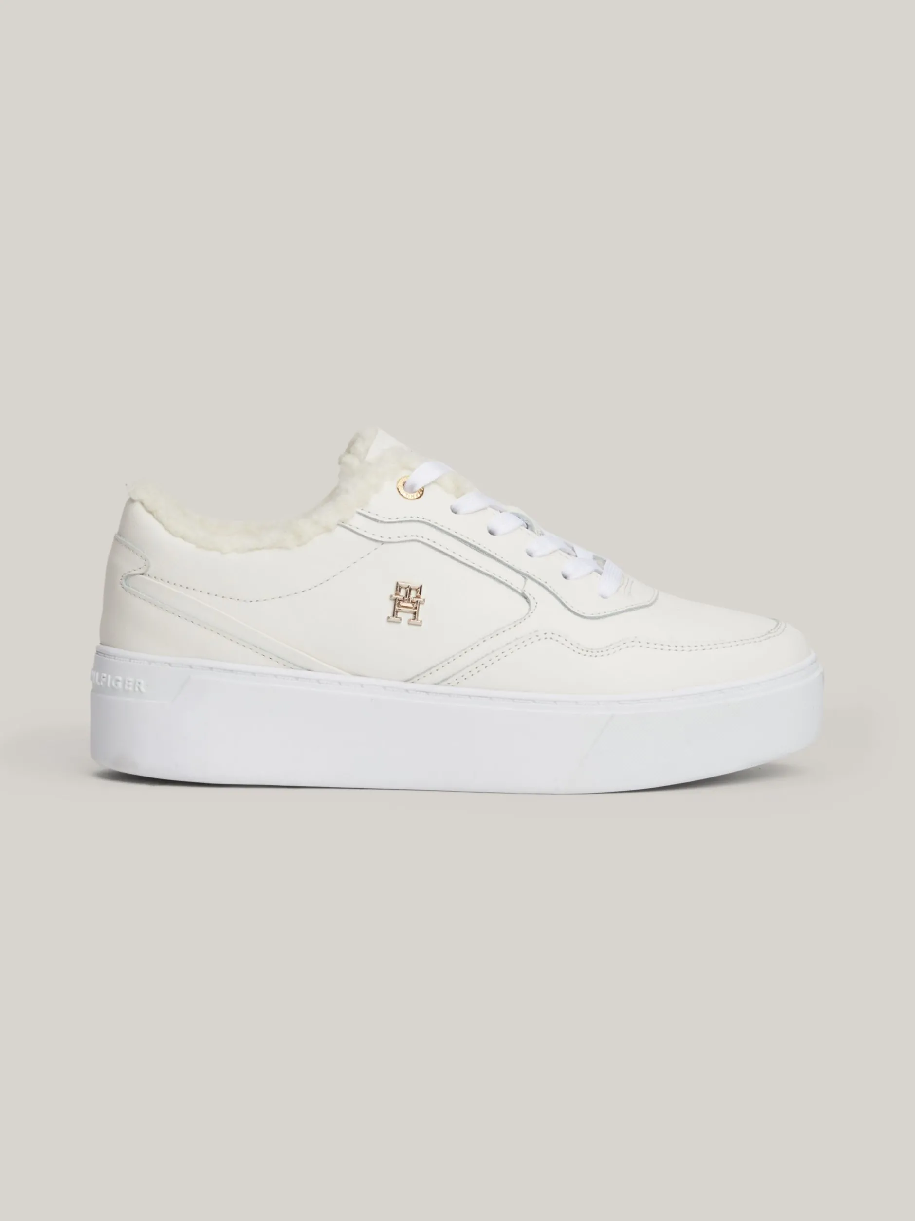 Sneakersy*Tommy Hilfiger Skórzane Buty Sportowe Z Ciepłą Wyściółką ANCIENT WHITE