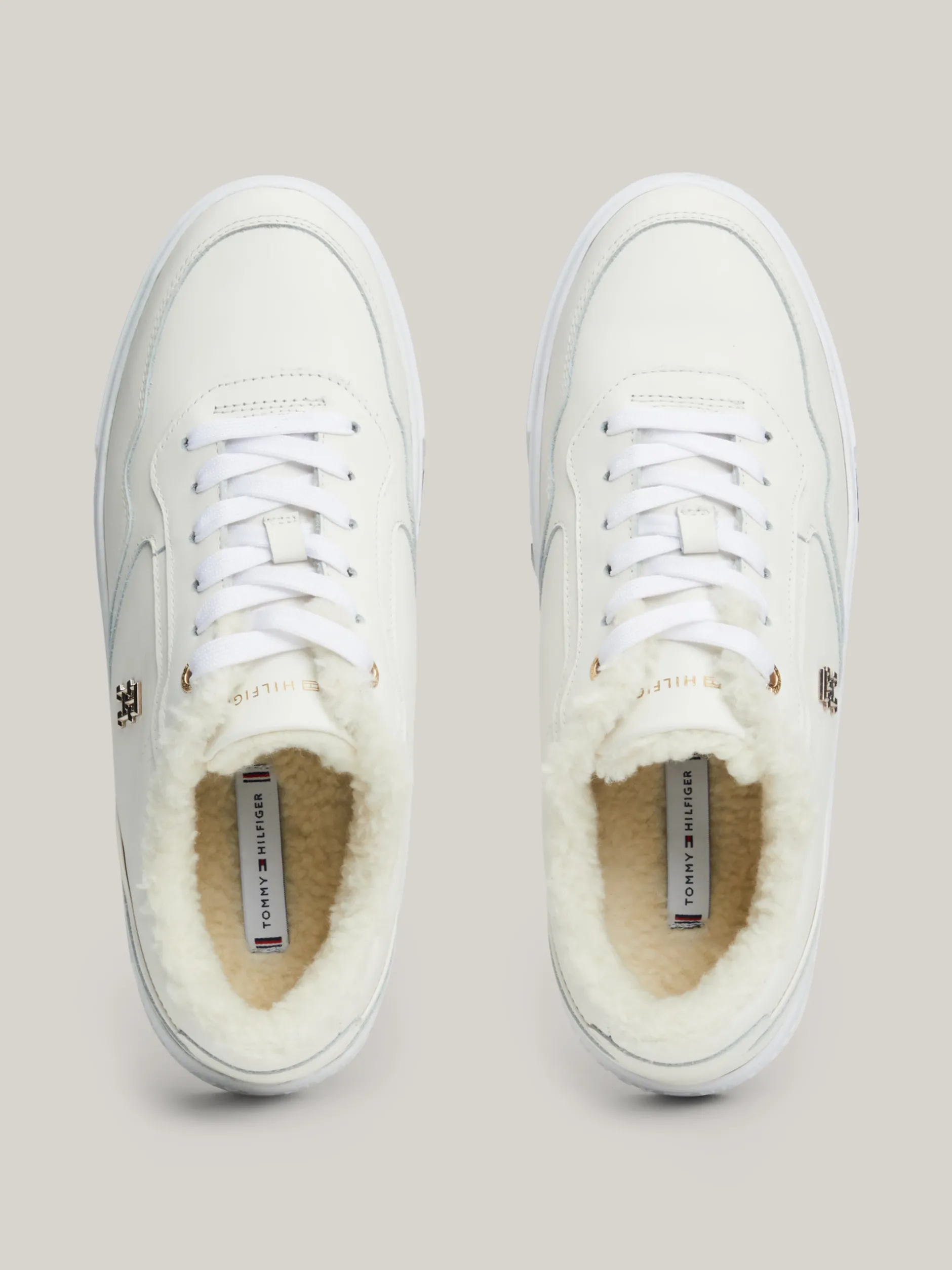 Sneakersy*Tommy Hilfiger Skórzane Buty Sportowe Z Ciepłą Wyściółką ANCIENT WHITE