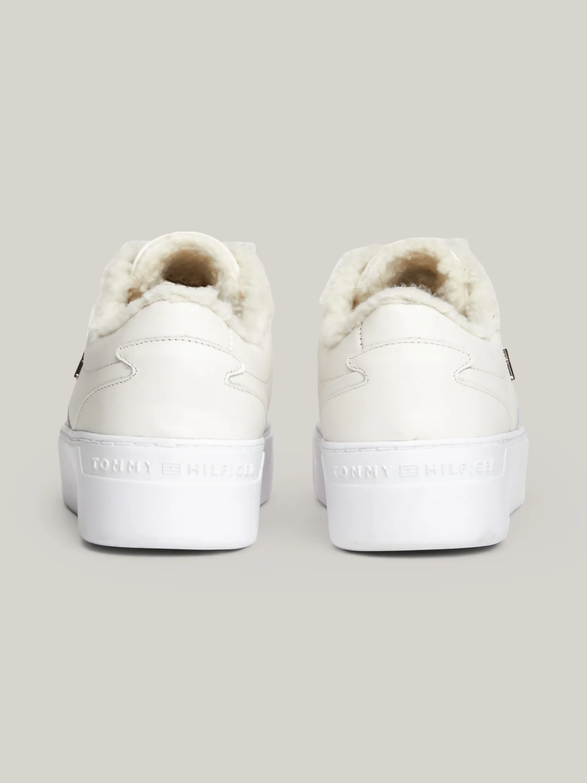 Sneakersy*Tommy Hilfiger Skórzane Buty Sportowe Z Ciepłą Wyściółką ANCIENT WHITE