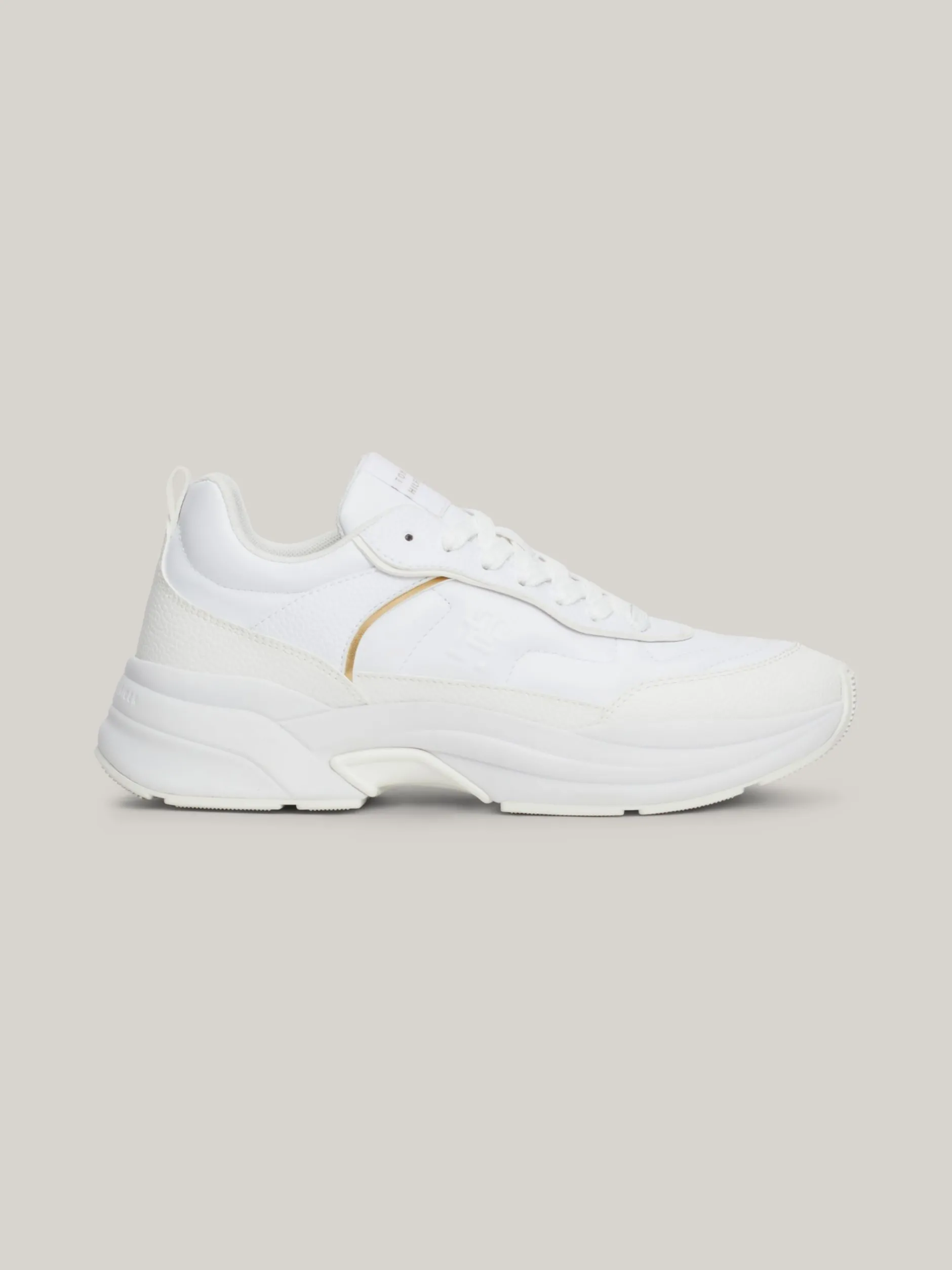 Sneakersy*Tommy Hilfiger Skórzane Buty Sportowe Z Grubą Podeszwą WHITE