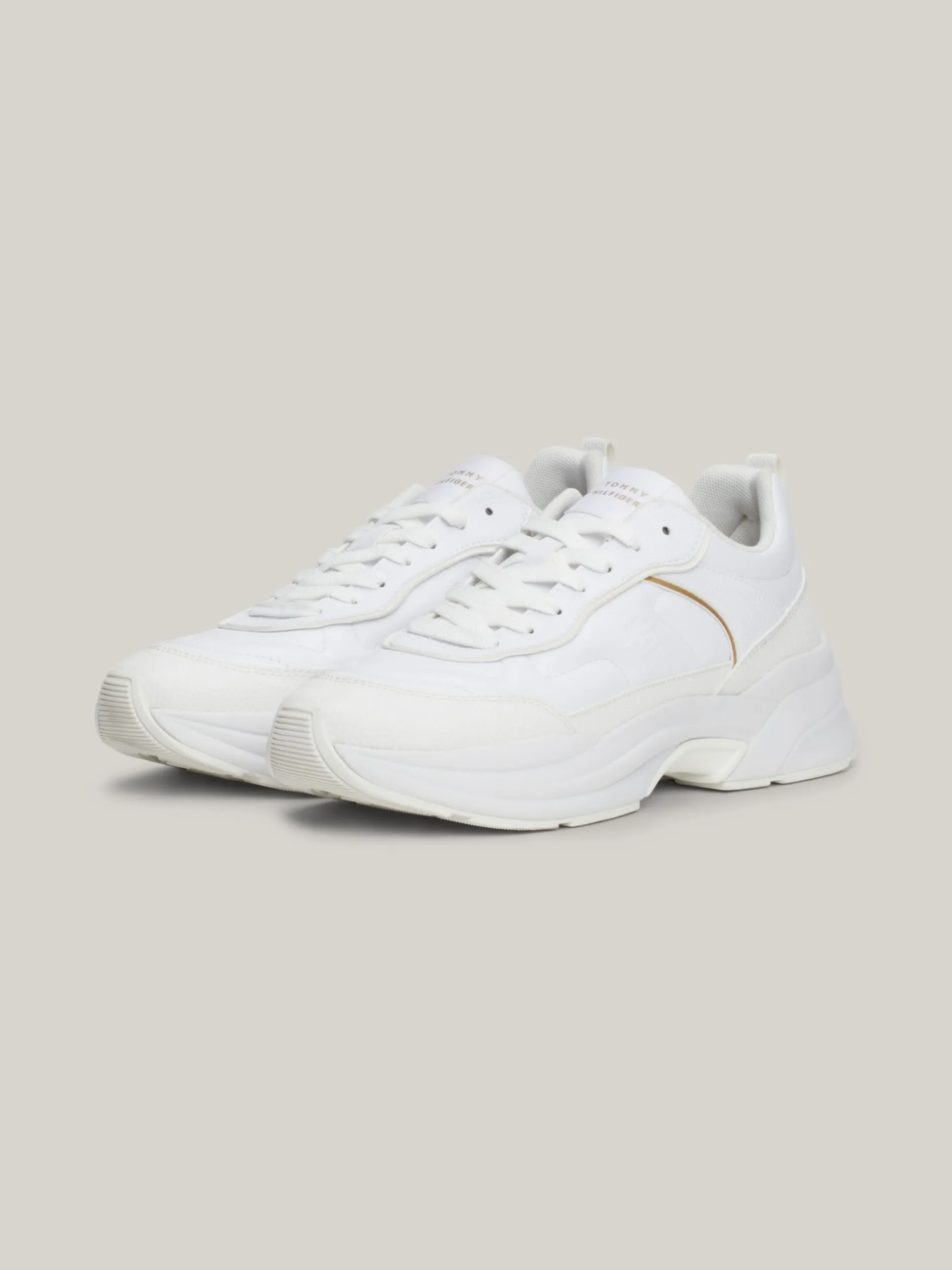 Sneakersy*Tommy Hilfiger Skórzane Buty Sportowe Z Grubą Podeszwą WHITE