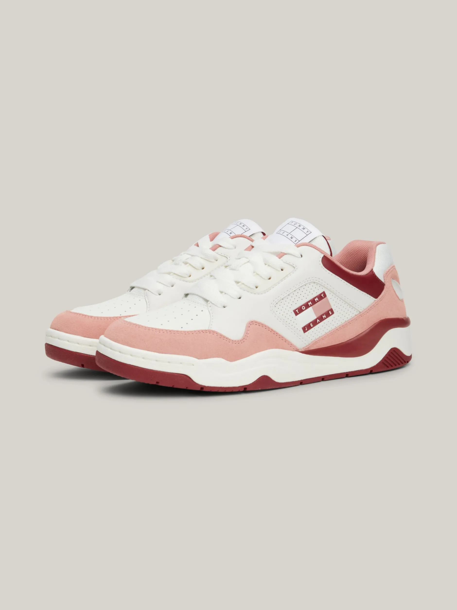 Sneakersy*Tommy Hilfiger Skórzane Buty Sportowe Z Kolorowymi Wstawkami CHALKY PINK