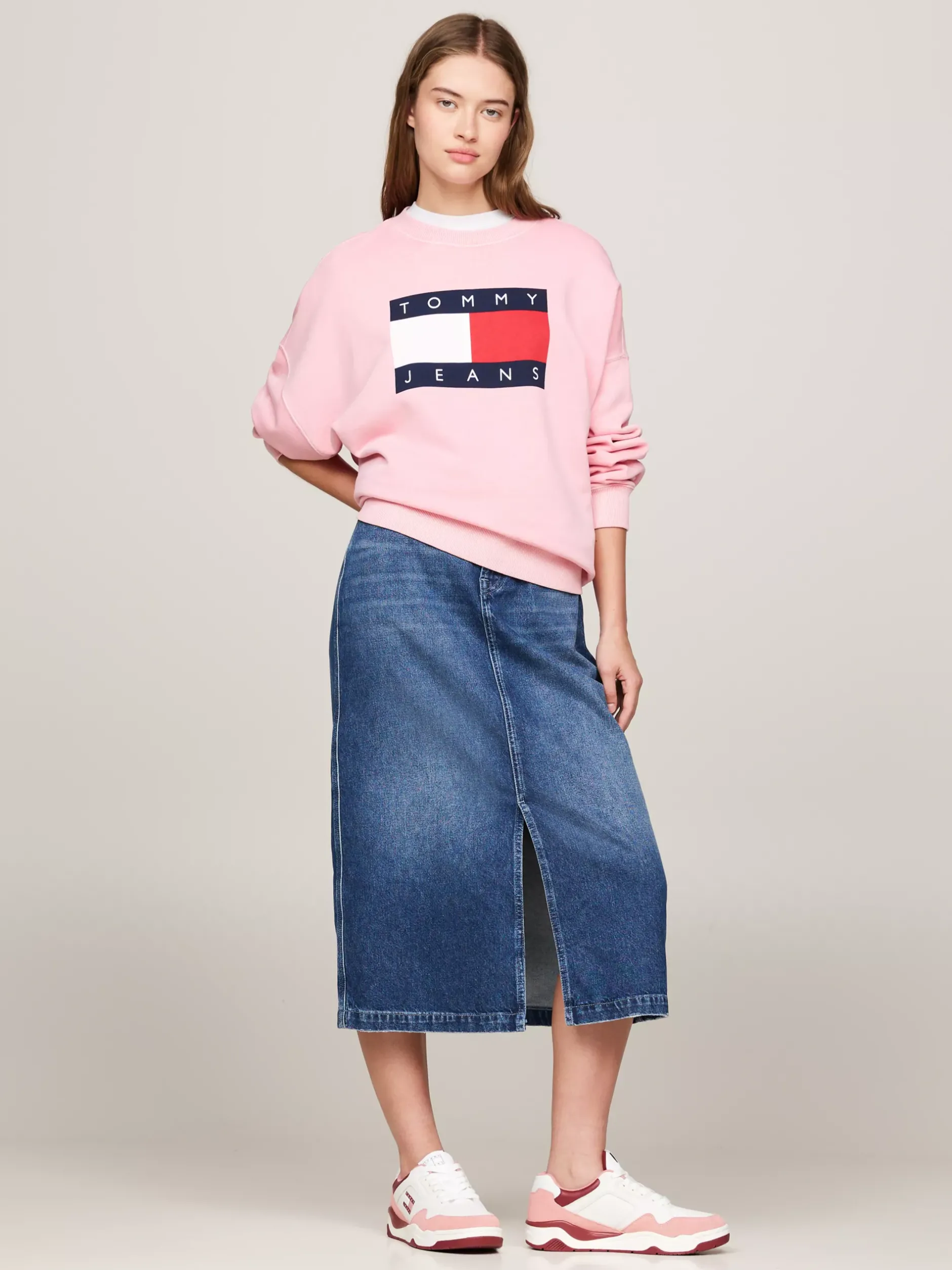 Sneakersy*Tommy Hilfiger Skórzane Buty Sportowe Z Kolorowymi Wstawkami CHALKY PINK