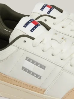 White Trainers|Sneakersy*Tommy Hilfiger Skórzane Buty Sportowe Z Logo W Kolorze Tła IVORY