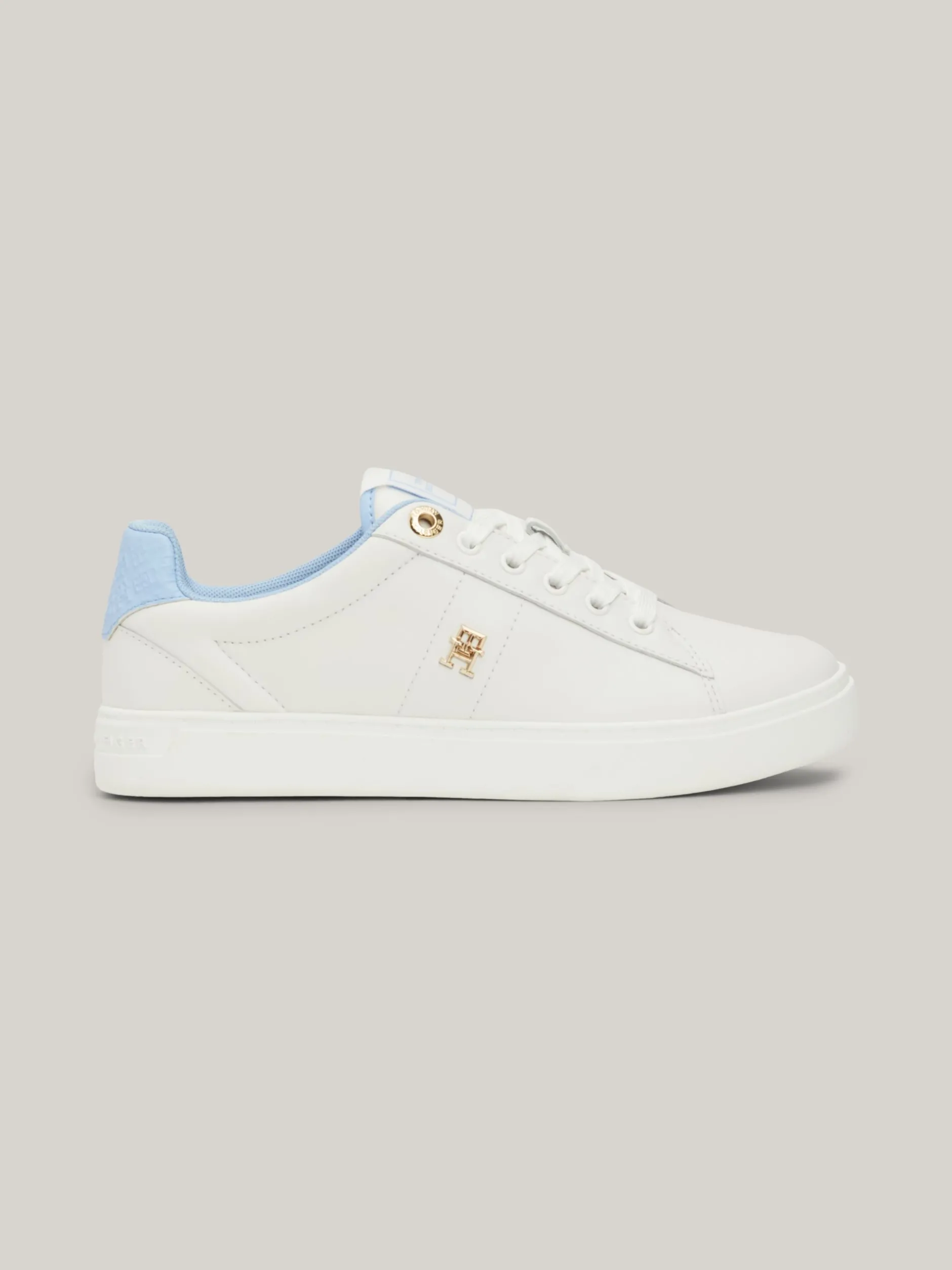 Sneakersy*Tommy Hilfiger Skórzane Buty Sportowe Z Monogramem TH ECRU/VESSEL BLUE